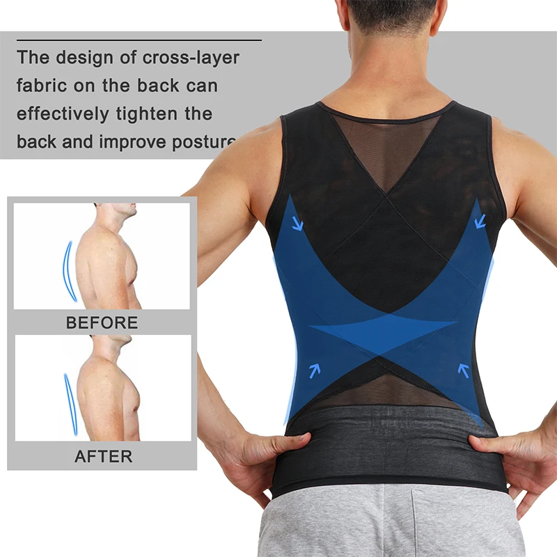 Mens Compression Slim Shirts for Body Shaper Slimming Vest Tight Tummy Underwear Tank Top Shapewear