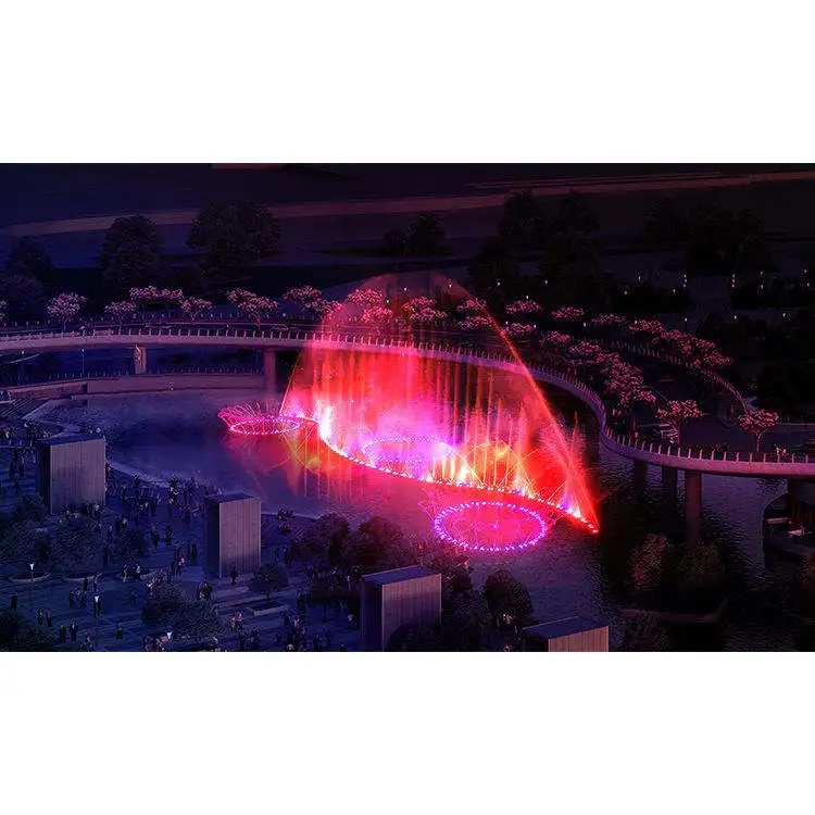 China Supplier Lake Floating Sphere Dancing Water Fountain With 3d Hologram Water Screen for Projection