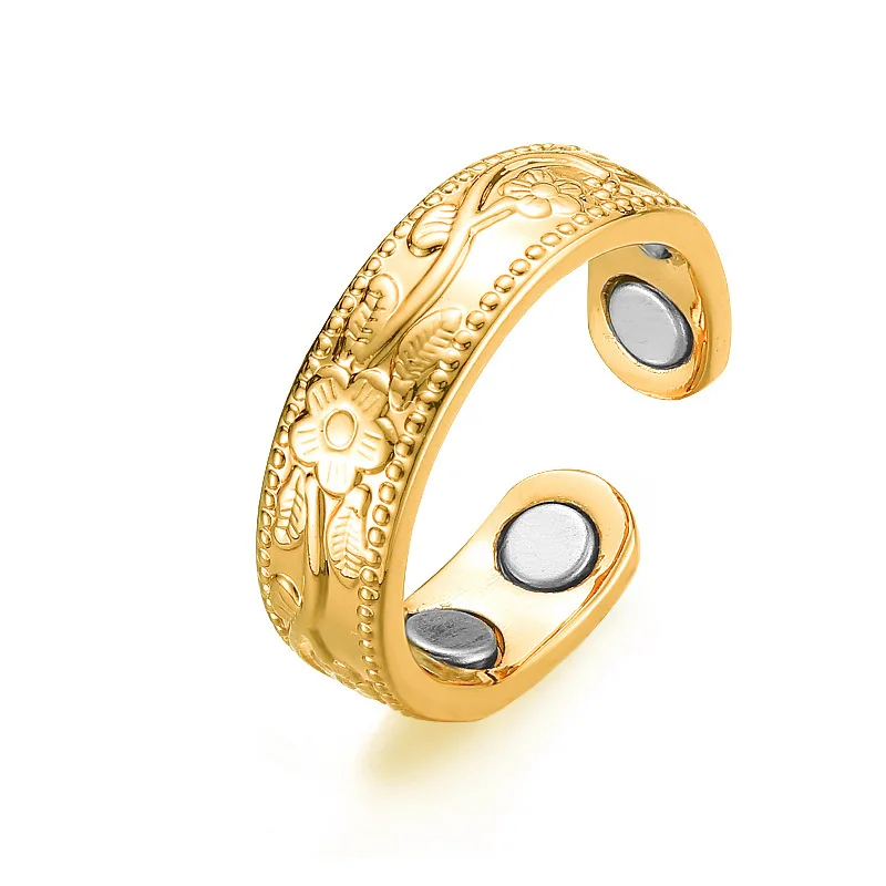 Beimai OEM luxury plum blossom engraved therapy couple magnetic ring