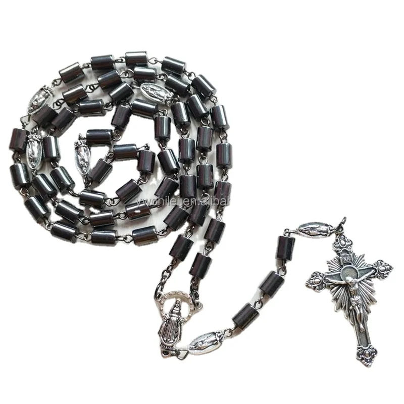 Hematite Rosary Black Stone 8mm Beads Necklace
