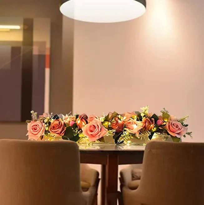 Rectangular Floral Centerpiece Low Decorative Rectangular Flowers Clear Acrylic Modern Vases for Dining Table