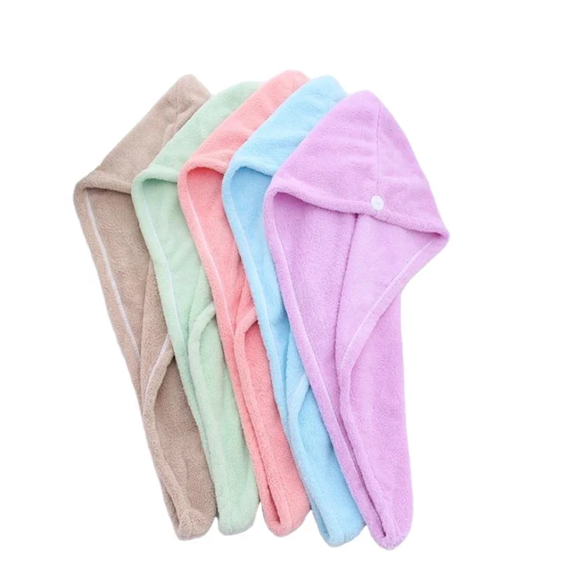 Wholesale Custom Premium coral fleece/coral velvet Microfiber Hair Dry Drying Turban Wrap Towel