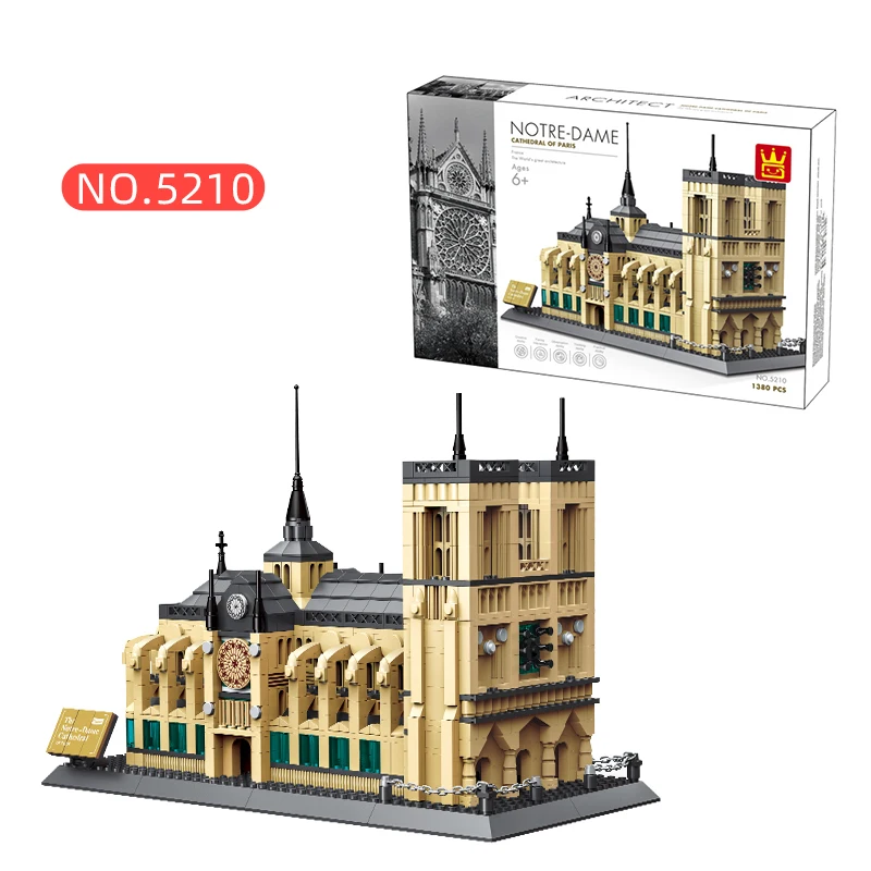 5210 MOC Block Popular Classic Streetview Cathédrale Notre Dame de Paris Building Block Educational Toys Moc Block Set for Gifts