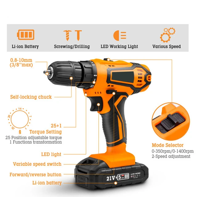 12V cordless lithium battery screwdriver hand held electric tool power drill