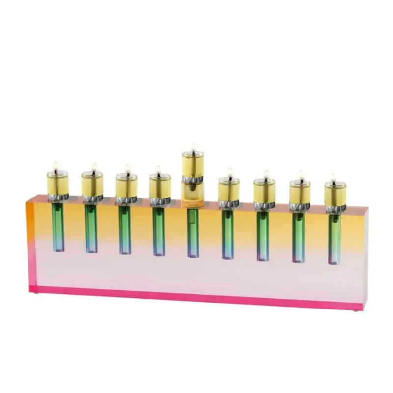 Lucite Crystal Acrylic Oil Menorah