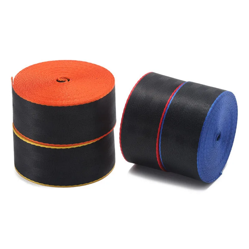 Durable one meter length contrast color stitching hem racing car safety seatbelt webbing