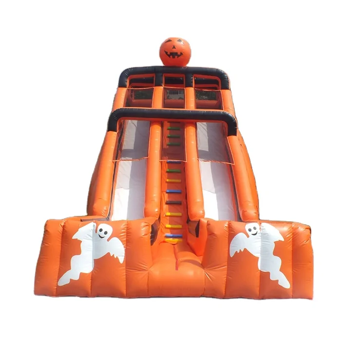 
High quality halloween pumpkin huge inflatable slide 