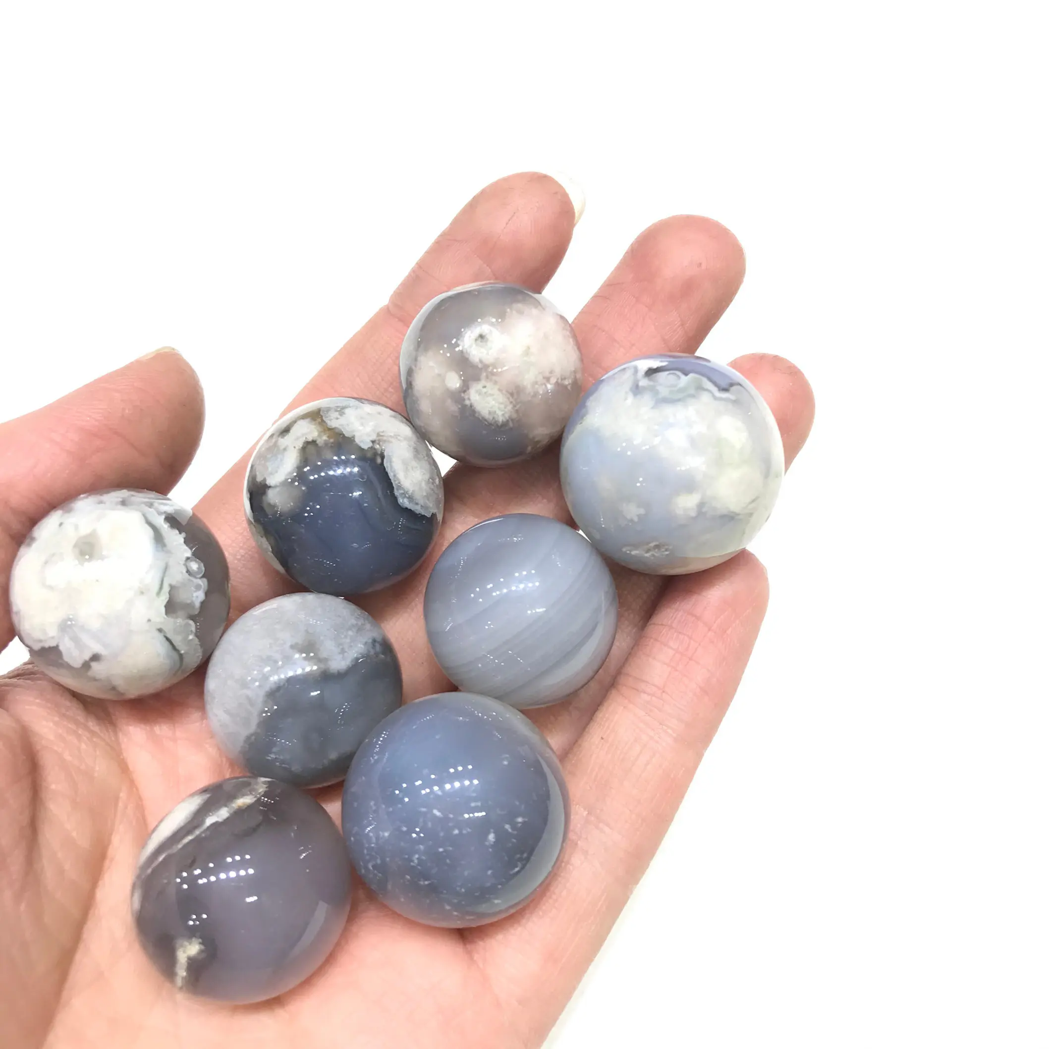 New Natural High Quality Black Flower Agate Crystal Sphere For Home Decoration