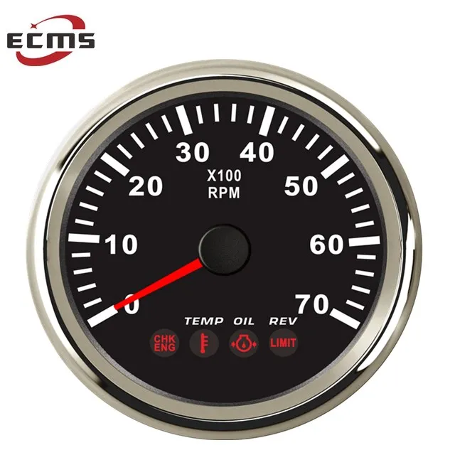  Морской Тахометр ECMS белый/черный 0-7000 об/мин с 4 светодиодными