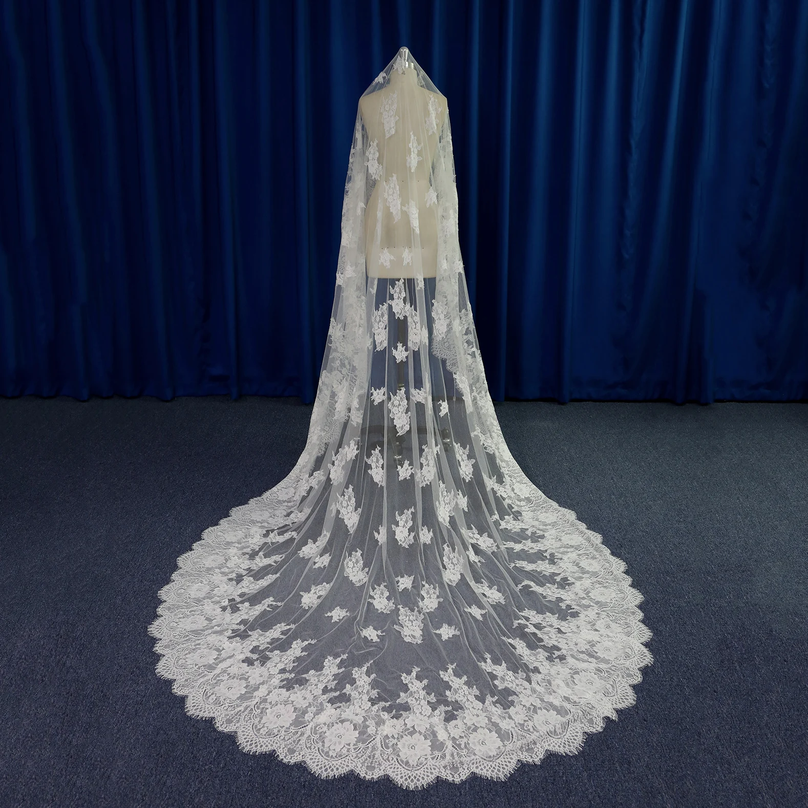 Fantastic long bridal accessaries wedding veils with lace