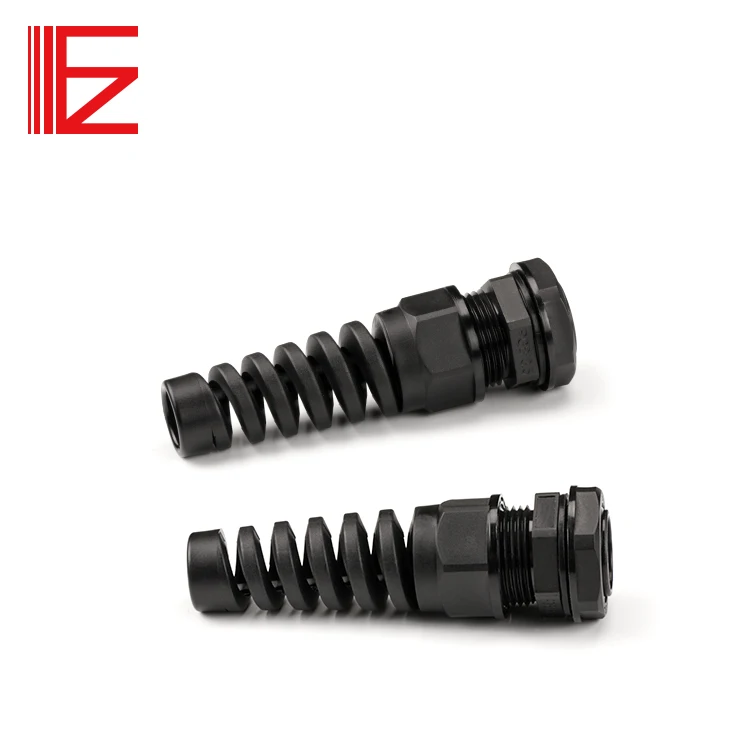 IP68 Waterproof M12 PG7 Plastic Cable Gland Connector Plastic Flex Spiral Strain Relief Protector for 3.5-6mm Wire Thread