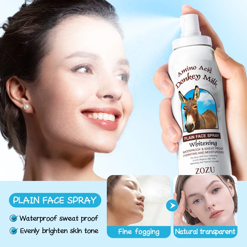 ZOZU donkey milk body spray skin whitening brightening long lasting moisturizing facial spray skin care products