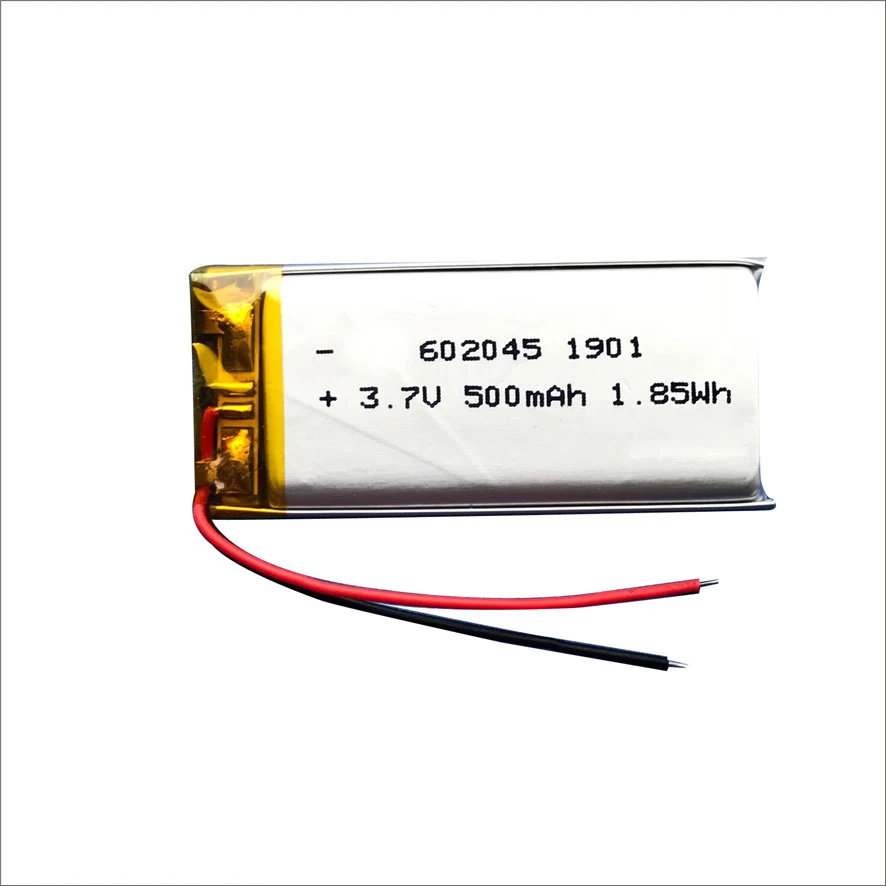 Customized 3.7V 500mAh Li-ion Battery Rechargeable Lipo Battery 602045 for power bank/ gps ect