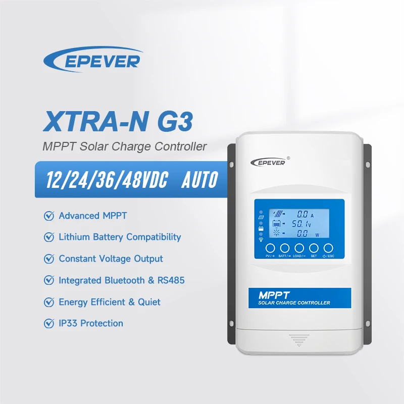Epever Intelligent regulator lithium battery automatic 48v 36v 24v 12v 10 20 30 40 amp mppt solar charge controller