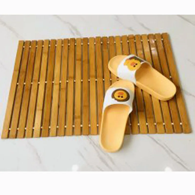 
2021 Natural Bamboo Anti slip Bath Mats Shower Waterproof Wooden Bathroom Floor Mat Hotel Non slip Bamboo Bath Mat 