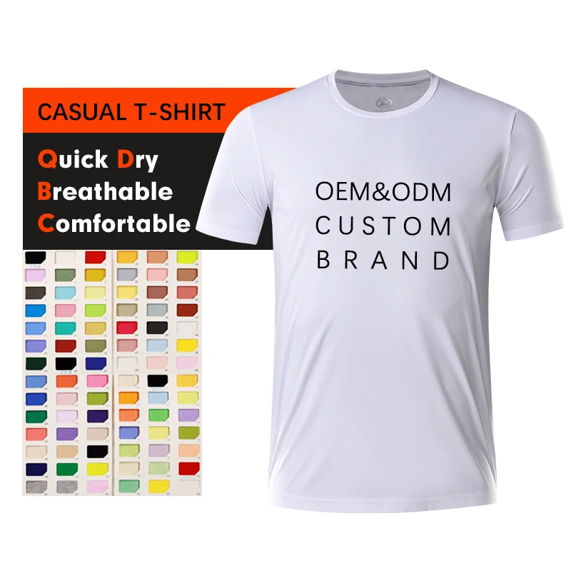Оптовая продажа, низкая цена, OEM дизайн, оптовая продажа, белая однотонная футболка из 100% полиэстера с круглым вырезом, мужская повседневная простая футболка