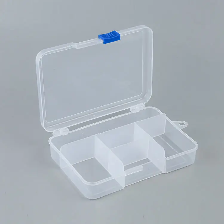Wholesale Inventory Transparent 5 Grids Transparent PP Accessory  Jewelry Organizer Box Storage Box With Sliding Buckle