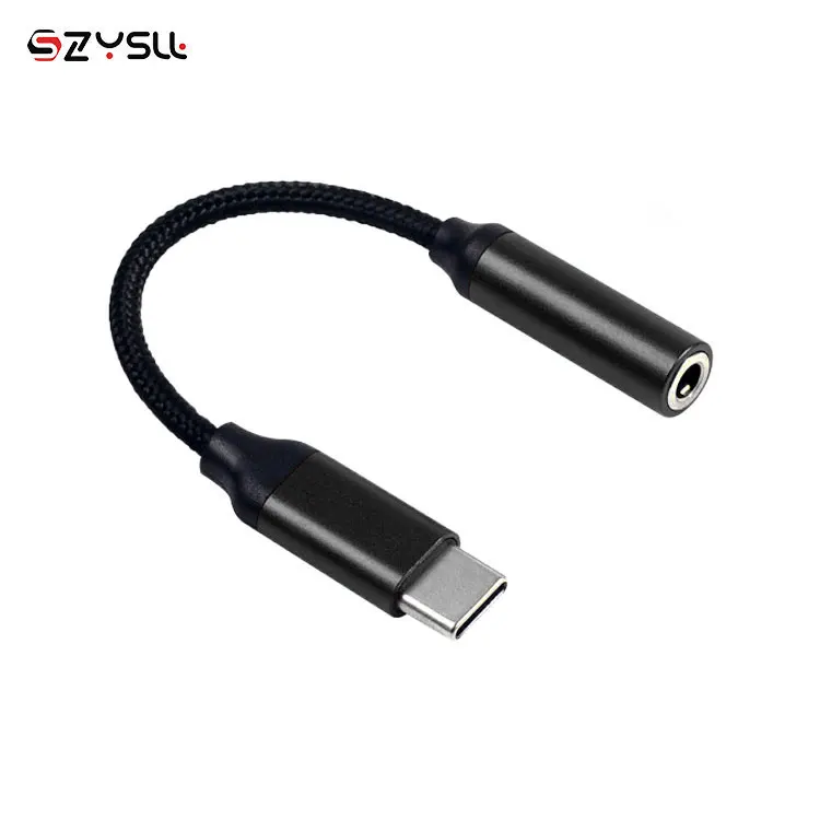 
Audio Adapter Earphone Cable USB 3.1 Type-C USB-C Male to 35 mm Female Jack DAC Nylon Braided Type c to 3.5mm AUX Adapter 