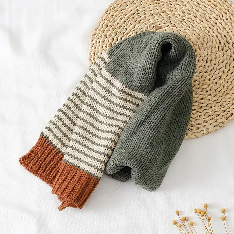 Новый Модный Цветной Простой корейский шарф для мальчиков и девочек мягкие теплые детские вязаные другие шарфы в полоску малышей