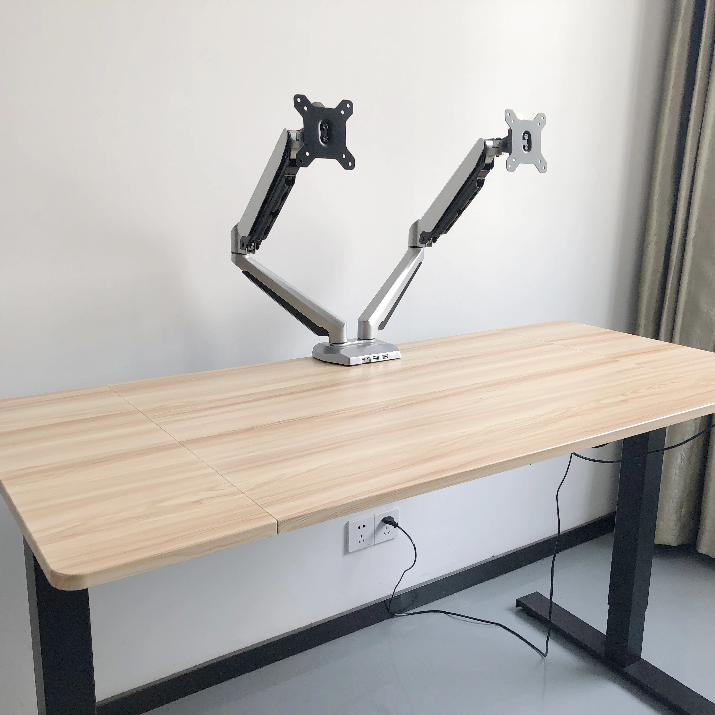 
Dual Monitor Stand Height Adjustable Gas Spring Double Arm Monitor Mount Desk Stand 