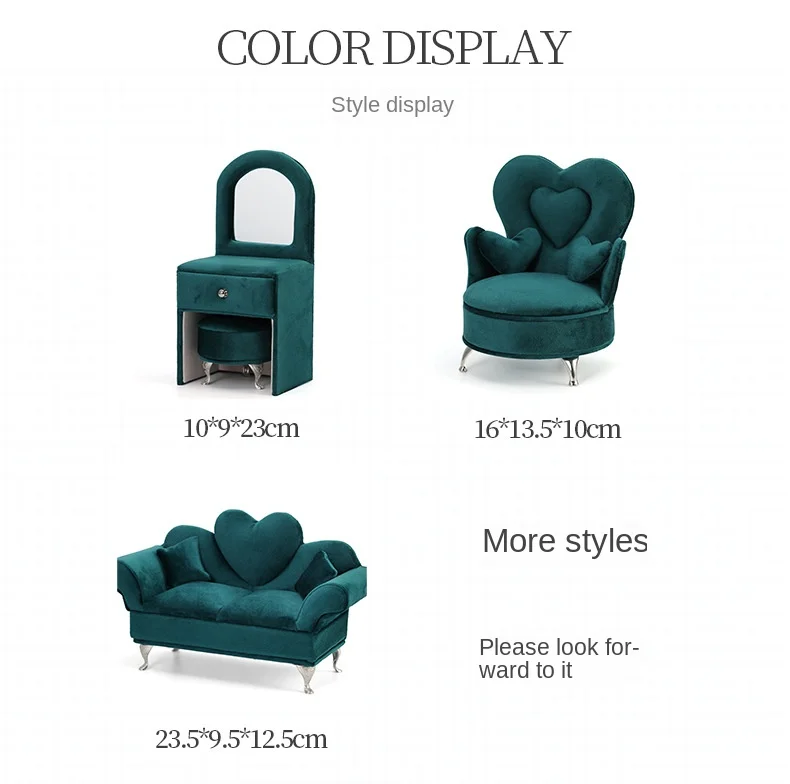 Hot Selling Dutch Flannel Jewelry Box Compact Sofa Accessories Storage Box Makeup Mirror Decorative Ring Storage Organizer Whole