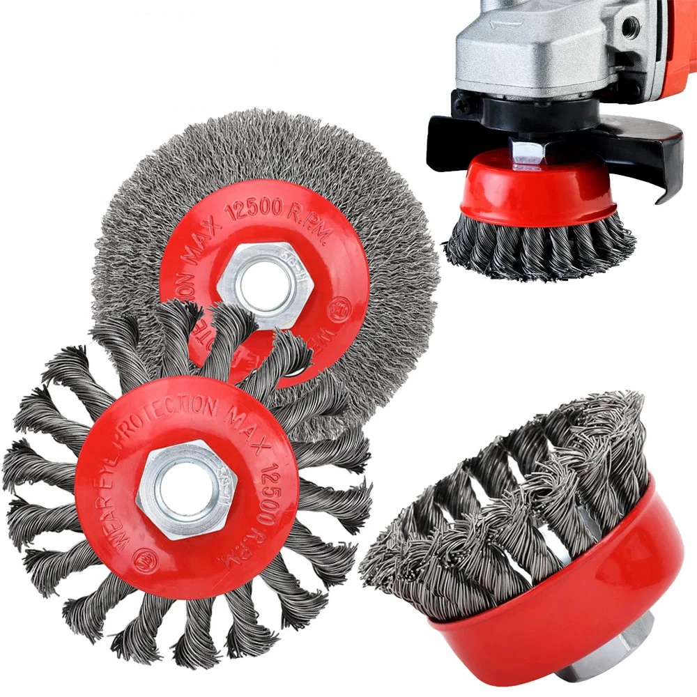 Кисть для удаления заусенцев из витой стальной проволоки, 75 мм/95 мм/100 мм