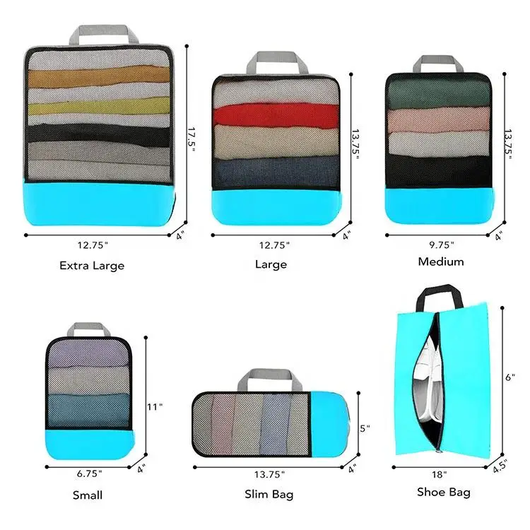 High Quality 6 Set Compression Packing Cubes Travel Accessories Expandable Packing Organizers