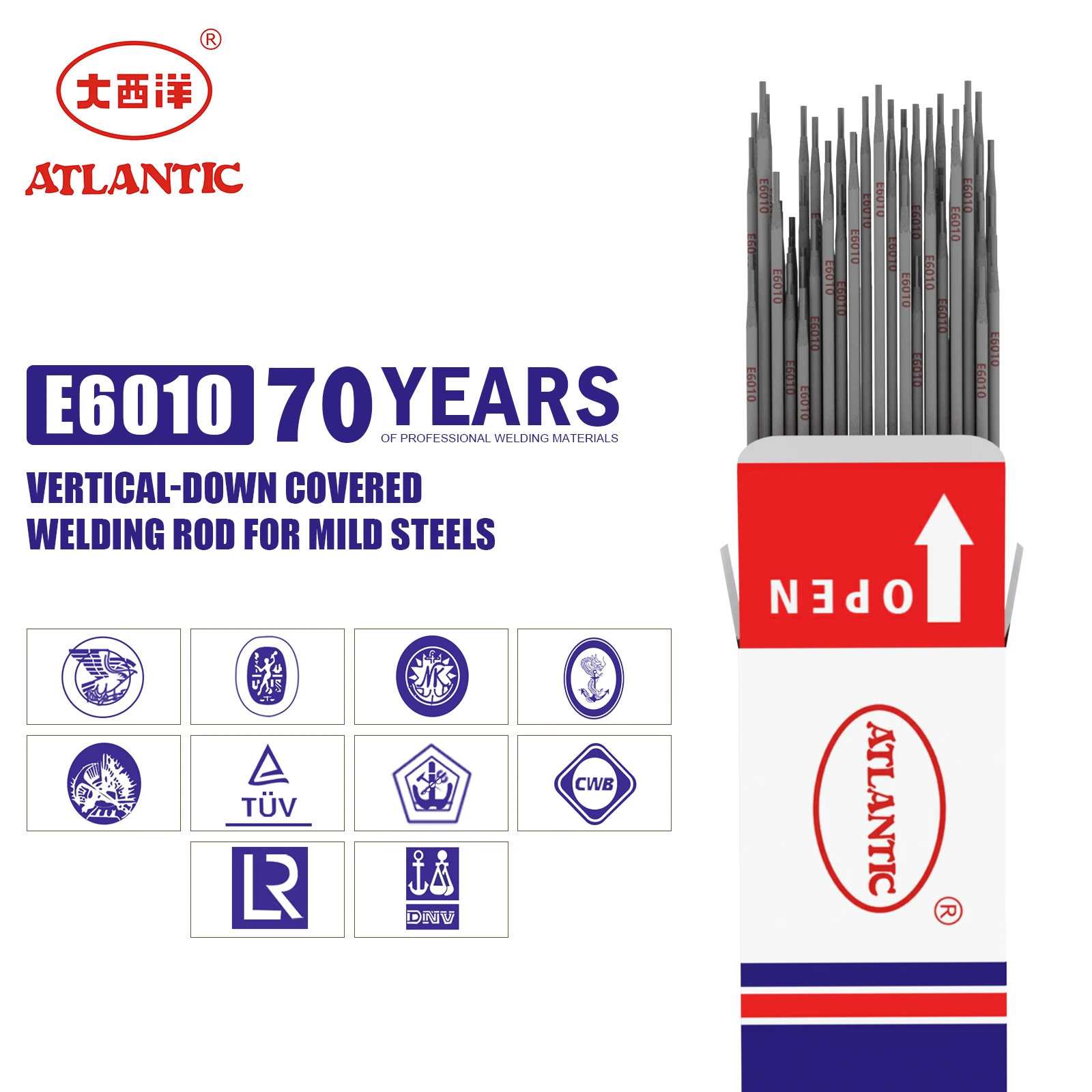 ATLANTIC OEM OBM ODM Factory Price CHE425GX Carbon Steel Welding Rod AWS A5.1 E6010 Welding Rods
