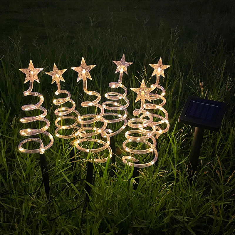 Hot sale LED Solar christmas light Garden Lights Folded Christmas tree Lamp Lantern Xmas Decorations outdoor Holiday lighting