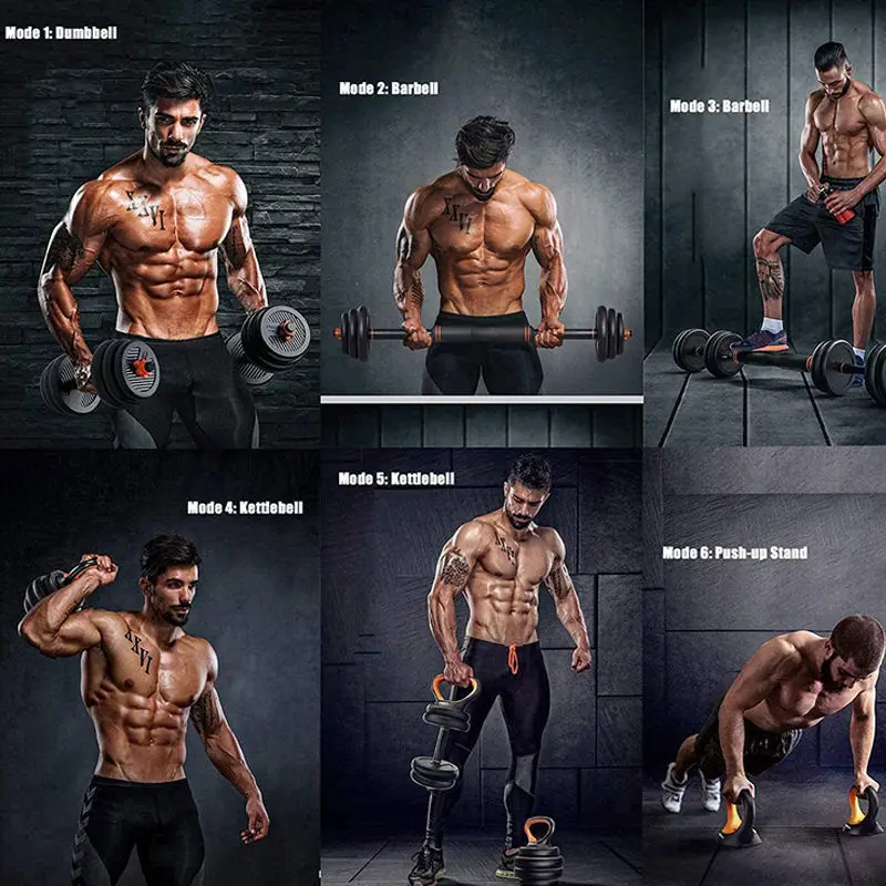 6 in 1 Fitness Gym Equipment Adjustable Weight Barbell Dumbbell Set Buy Cheap Home Cast Iron Exercise Dubell Kettlebell Kimbt