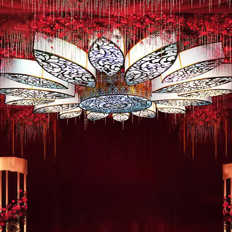 Contemporary Light Luxury Design Indoor Candle Decoration Ballroom Wedding Large Petals Led Chandelier Lamp