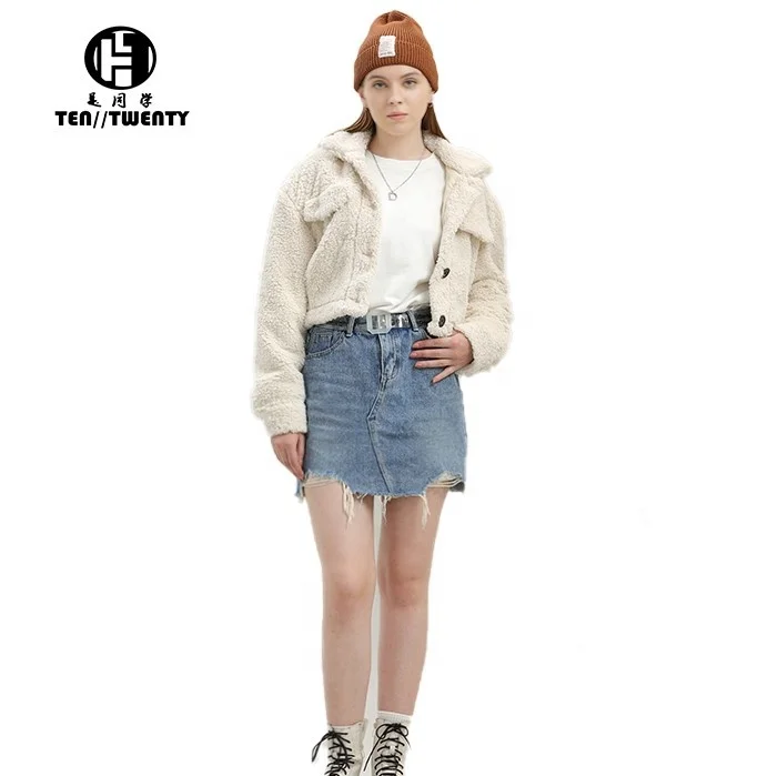 winter factory high quality fashion woman fleece short jacket durable warm casual crop sherpa womens jacket