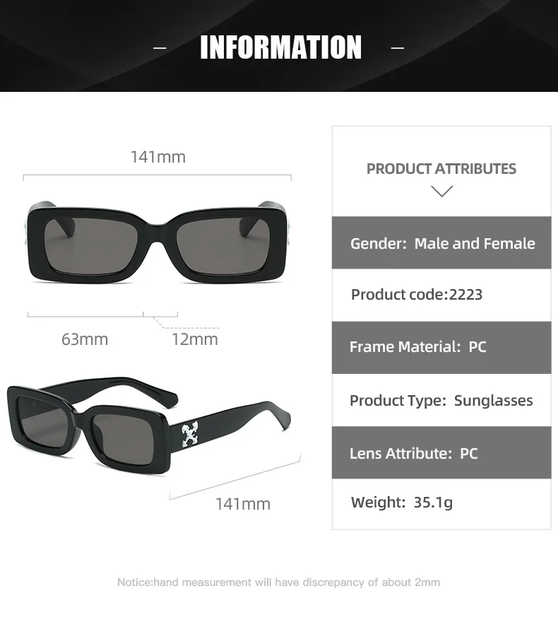 2022 designer sunglasses women or men in stock small square frame fashion black color women sunglasses