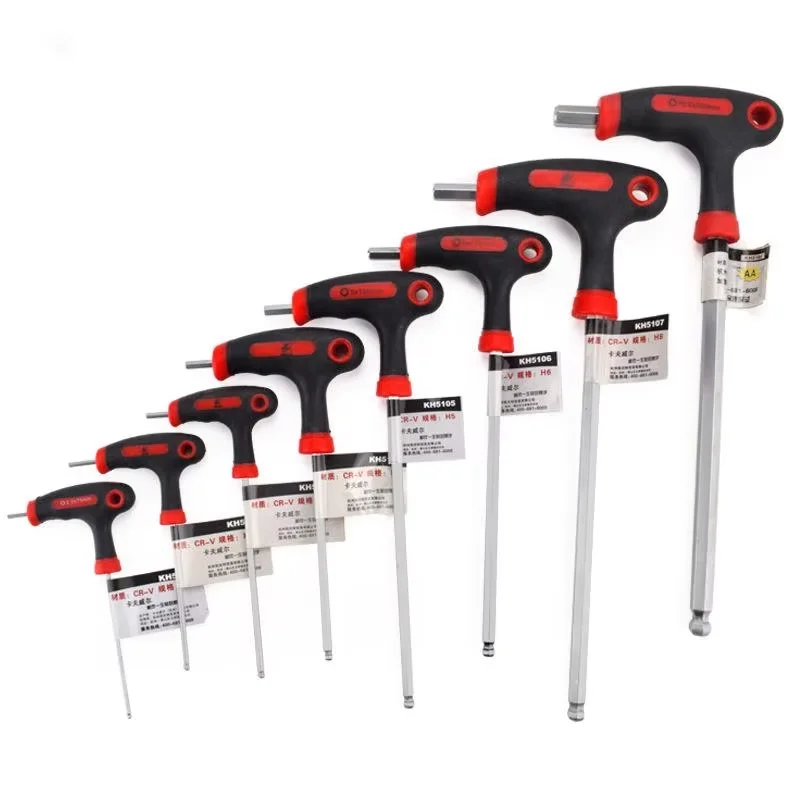 2mm-10mm Industrial Grade Cr-V Metric Torx Allen and Ball End T Type Hex Keys Insulated Wrench Tool Set with T Handle Hex Key