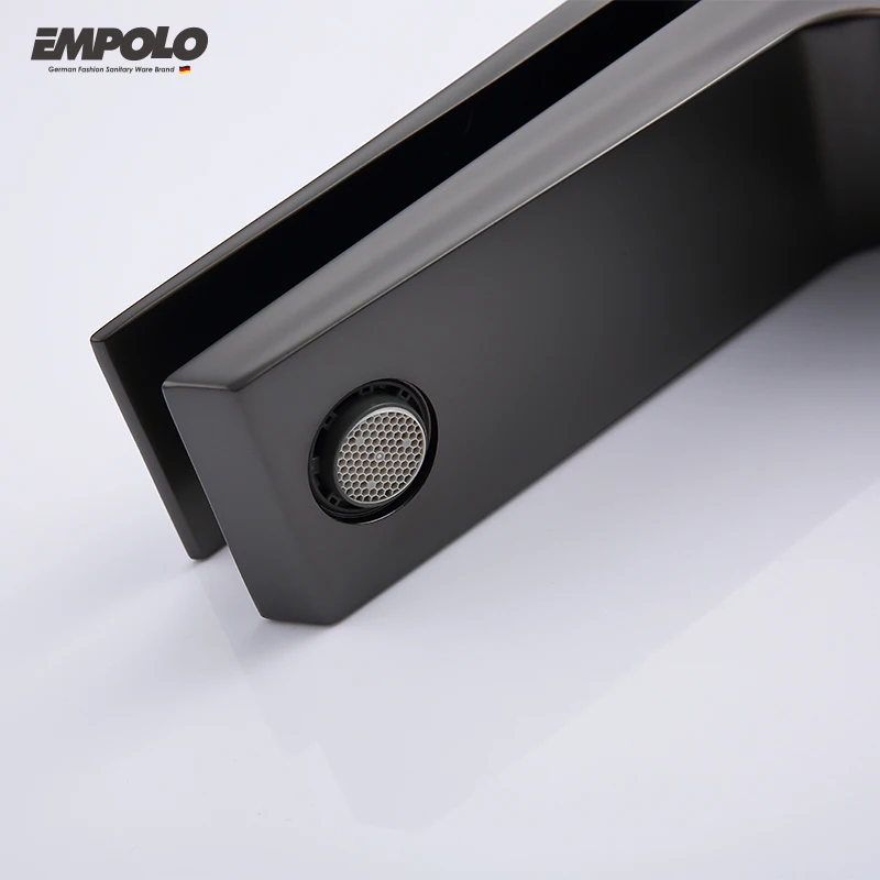 Single Handle Copper Waterfall Faucet On Deck cUPC Lead Free North America Brass Black Faucet Bathroom Sink Faucet