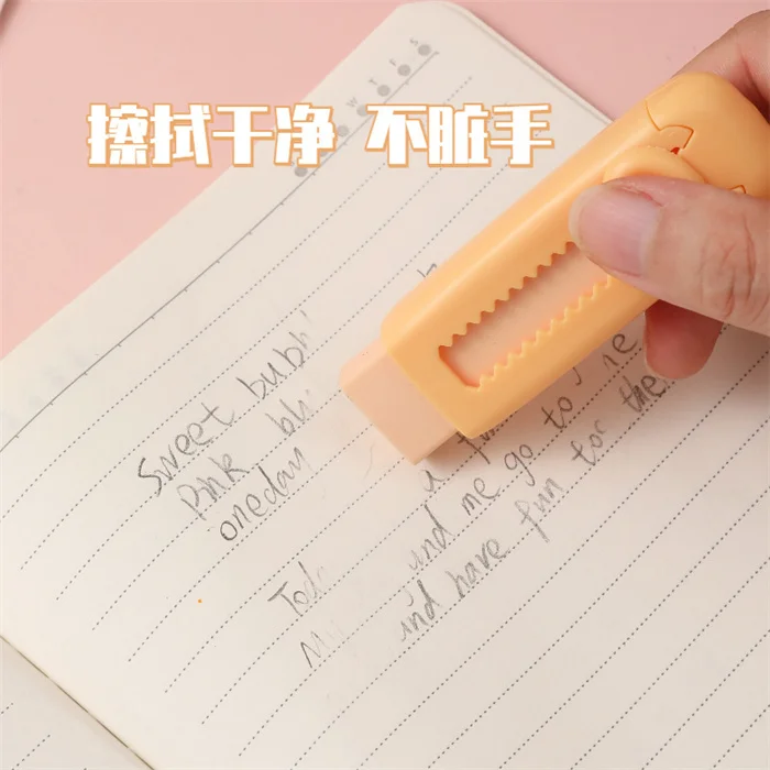 New come school supplies for students stationery custom printed different types cute push pull kawaii eraser set for Girls