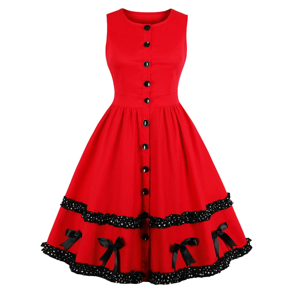Women Vintage Dress 50s 60s Retro Christmas Dress Cotton Women Ladies Swing Rockabilly Dresses Vestidos AL0182