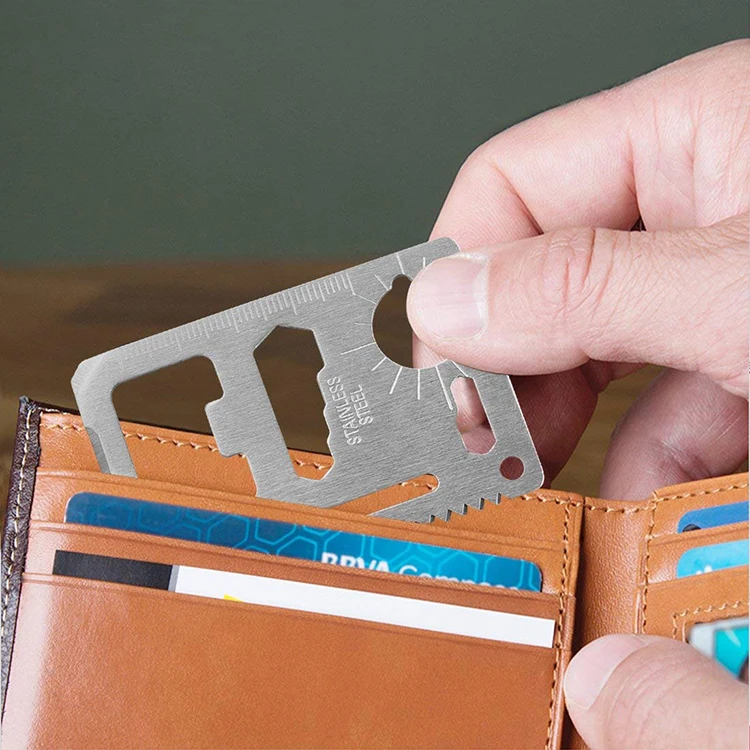 Credit Card Survival Tool 11 in 1 Multipurpose Beer Bottle Opener Portable Wallet Size Useful Pocket Multitool Useful Gift