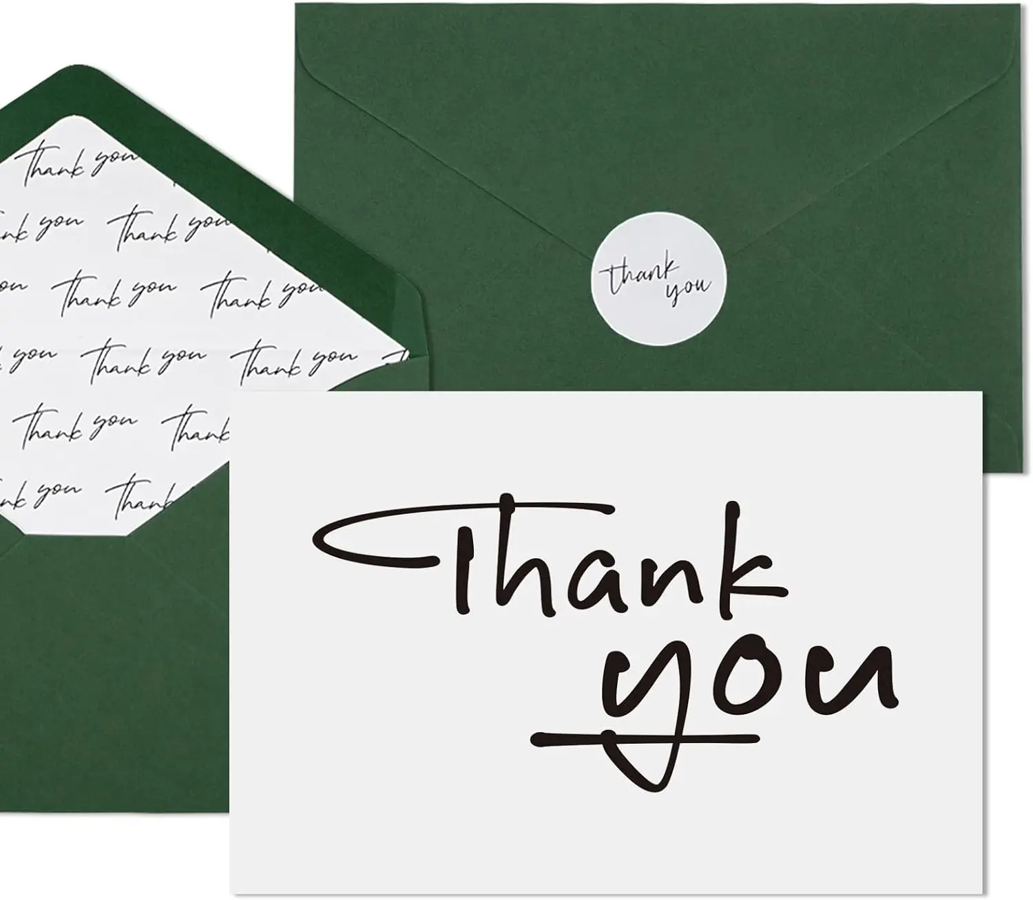 50 PK custom Thank You Cards With Green Envelopes sustainable thank you cards thank you for supporting my small business card