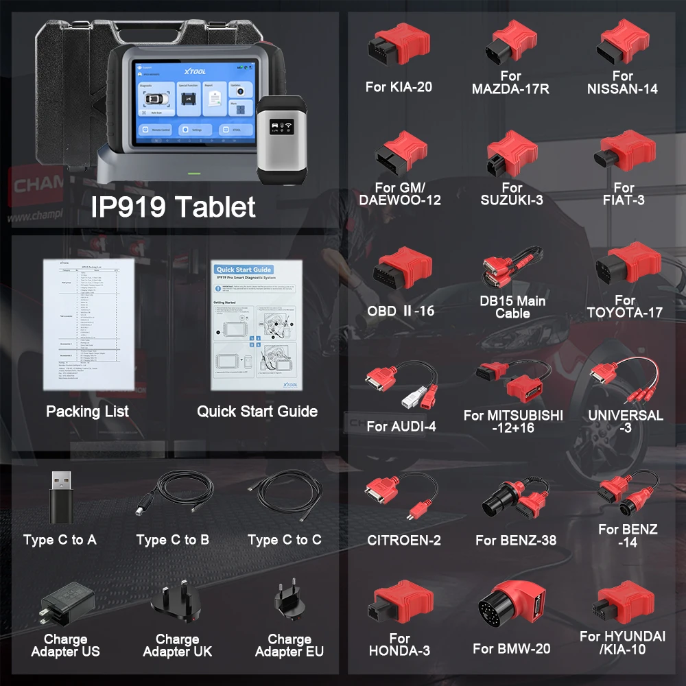 Новый XTOOL IP919 двунаправленный диагностический инструмент с FCA DoIP OBD2 автомобильный сканер IMMO 42 + функции автомобиля аппарат