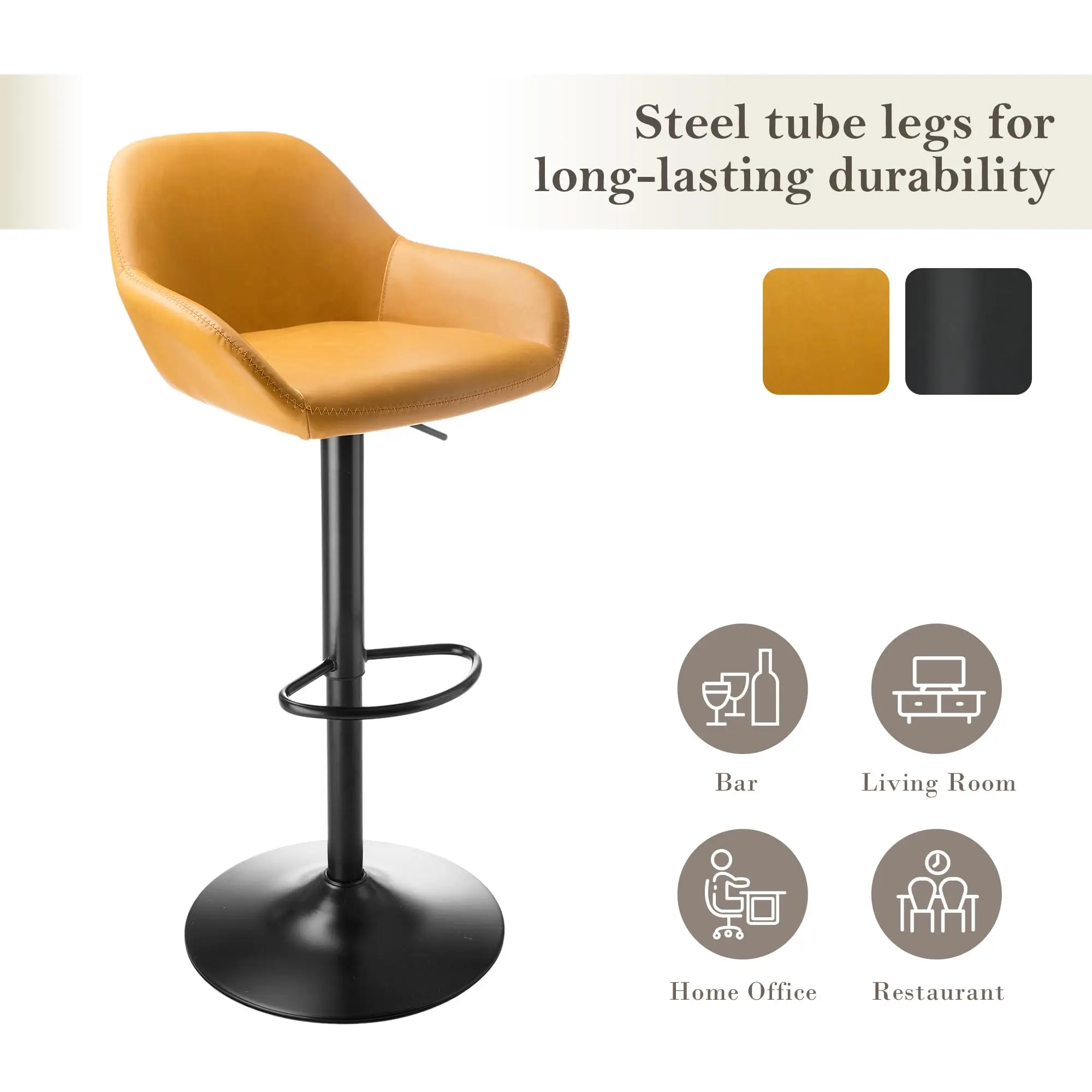 New arrival mustard yellow square replacement bar stool seats adjustable height bar stool chair terrace balcony soft chairs set
