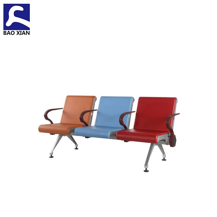 
Airport chair PU material waiting room furniture metal gang chair steel chair 3 seater 