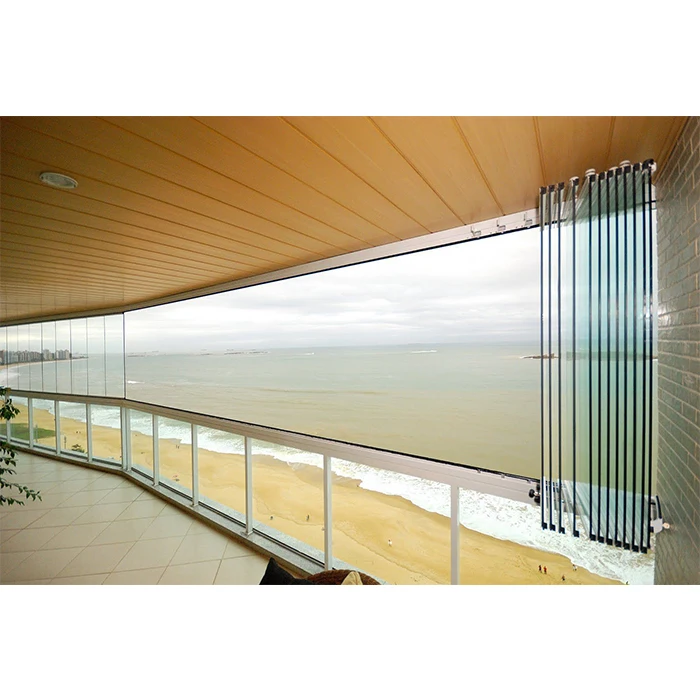 
Cheap Price Bifold Frameless Tempered Glass Windows Residential Balcony Bi Folding Window 