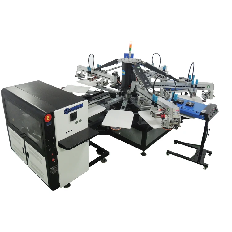 4 color 12 station Hybrid Digital Automatic T-shirt Silk Screen Printer With 4pcs Auto IR Flash dryer with Sensor