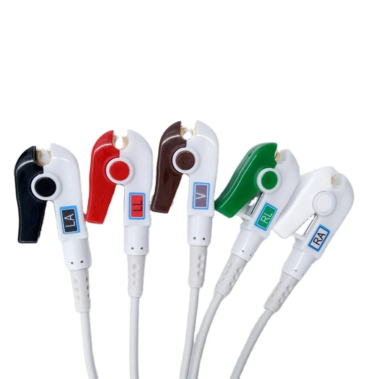 Compatible holter ecg cable 12/10/IEC t5/ lead wires with 5 clip for mindray brand