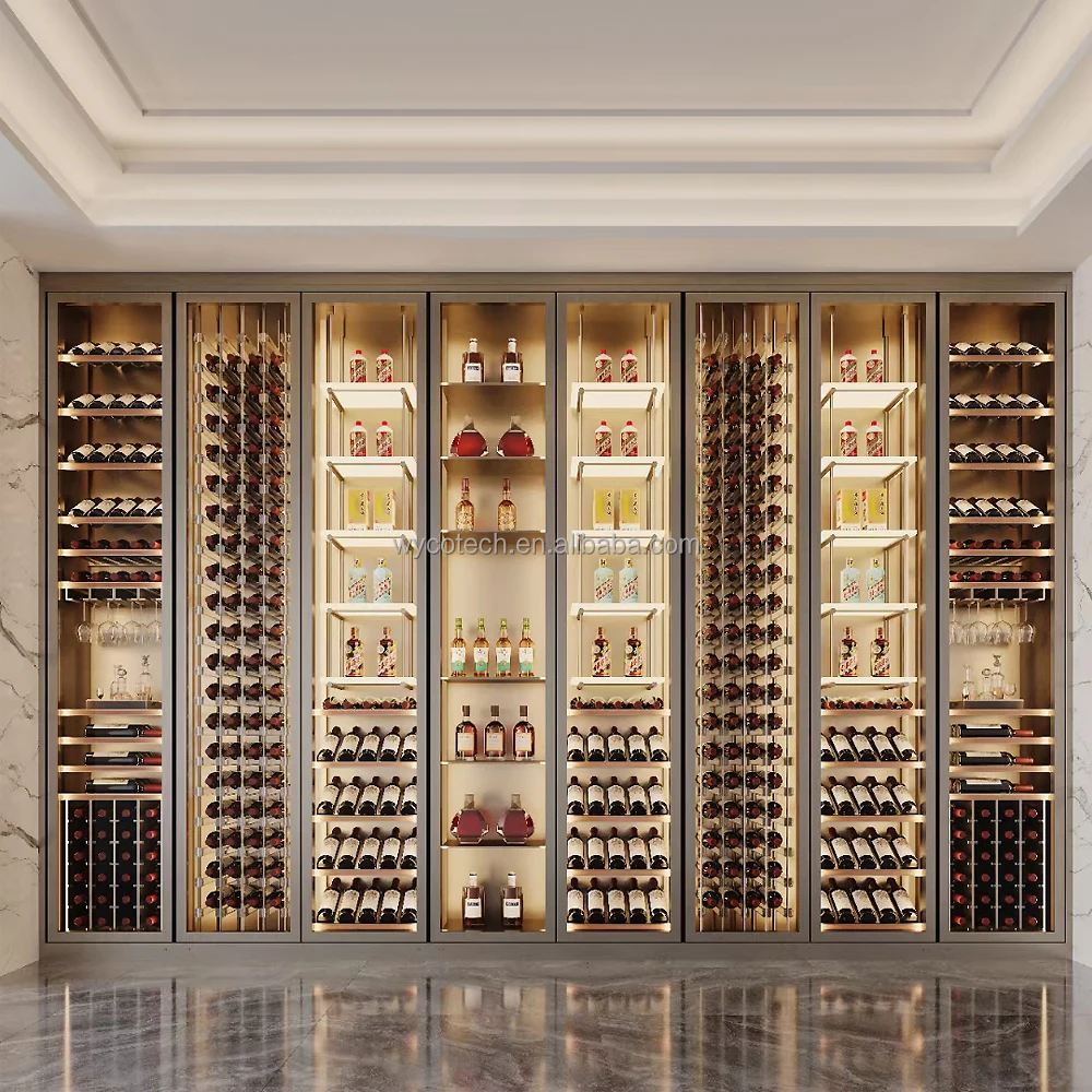 Customized Wine Refrigerator Cabinet for Hotel Restaurant Luxury Large Size Built in Wine Cooler under counter wine fridge