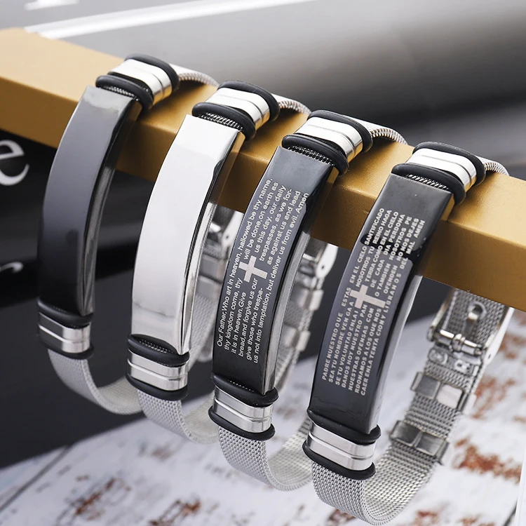 Stainless steel couple bracelet DIY jewelry titanium steel adjustable wide pendant bracelet