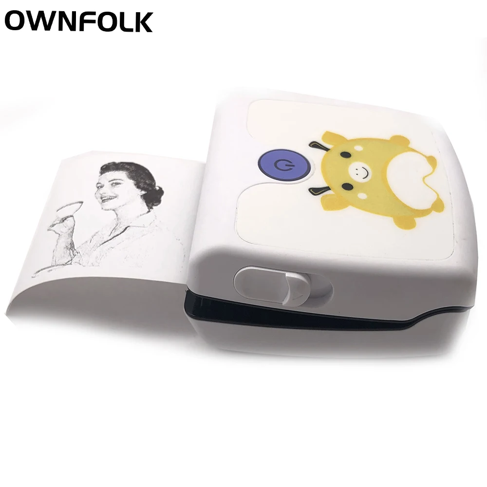OWNFOLK Portable Mini wireless printer Hot paper mobile phone photo printer