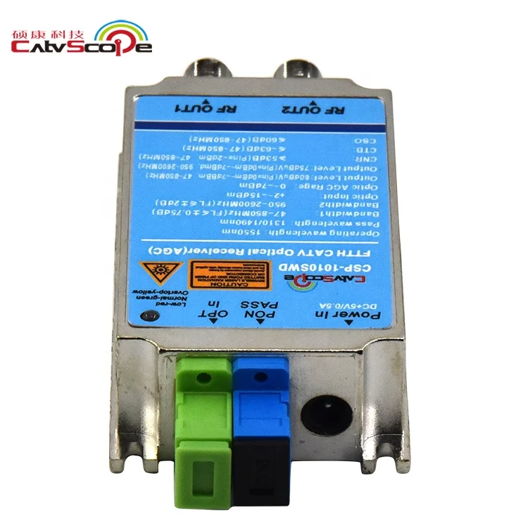 Catvscope FTTH 1550nm Satellite CATV Indoor Micro Fiber Optical Receiver With WDM Two Optical Inputs 2 RF Outputs
