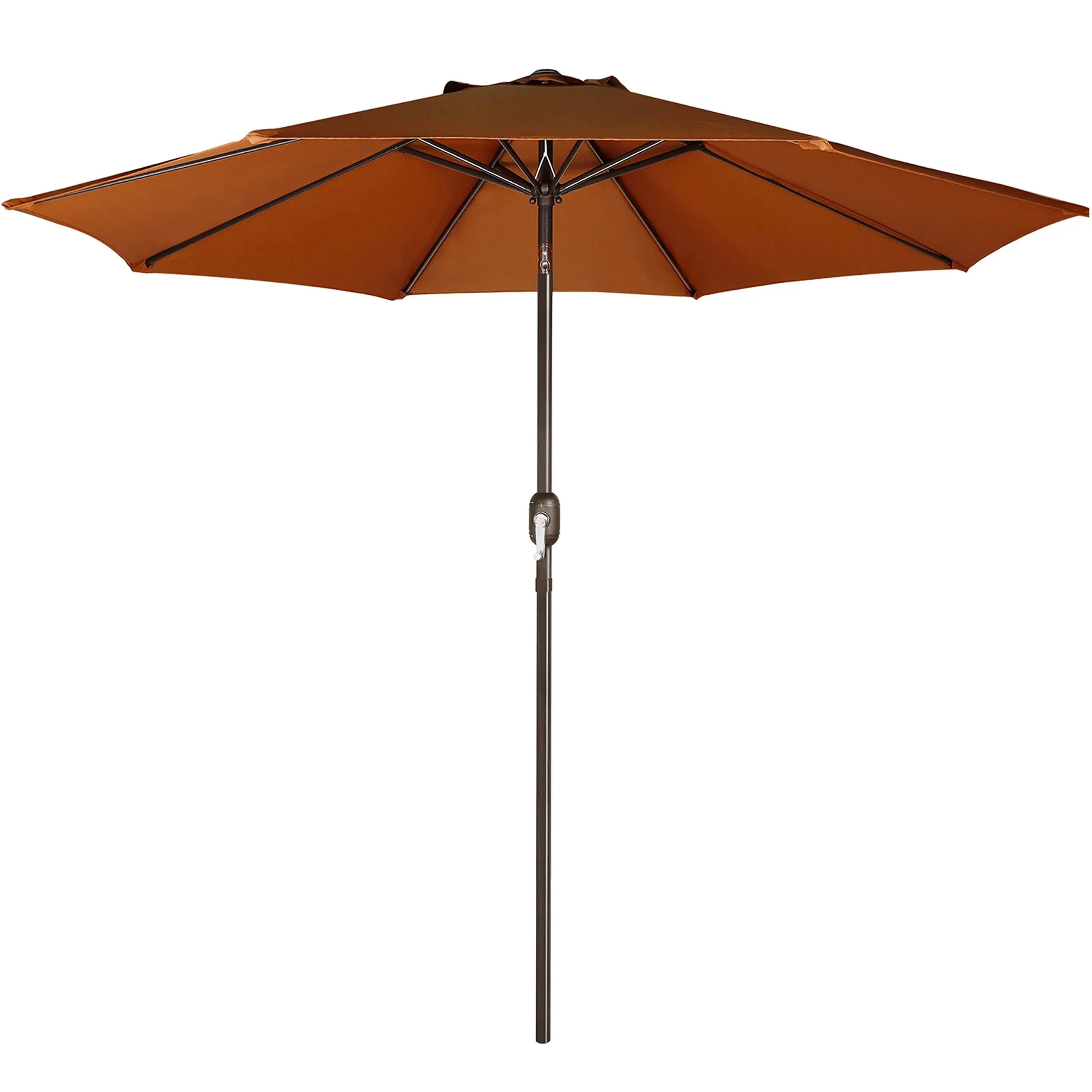 Matted Black Aluminum Market Patio Umbrella Fiberglass Ribs and Collar Tilt